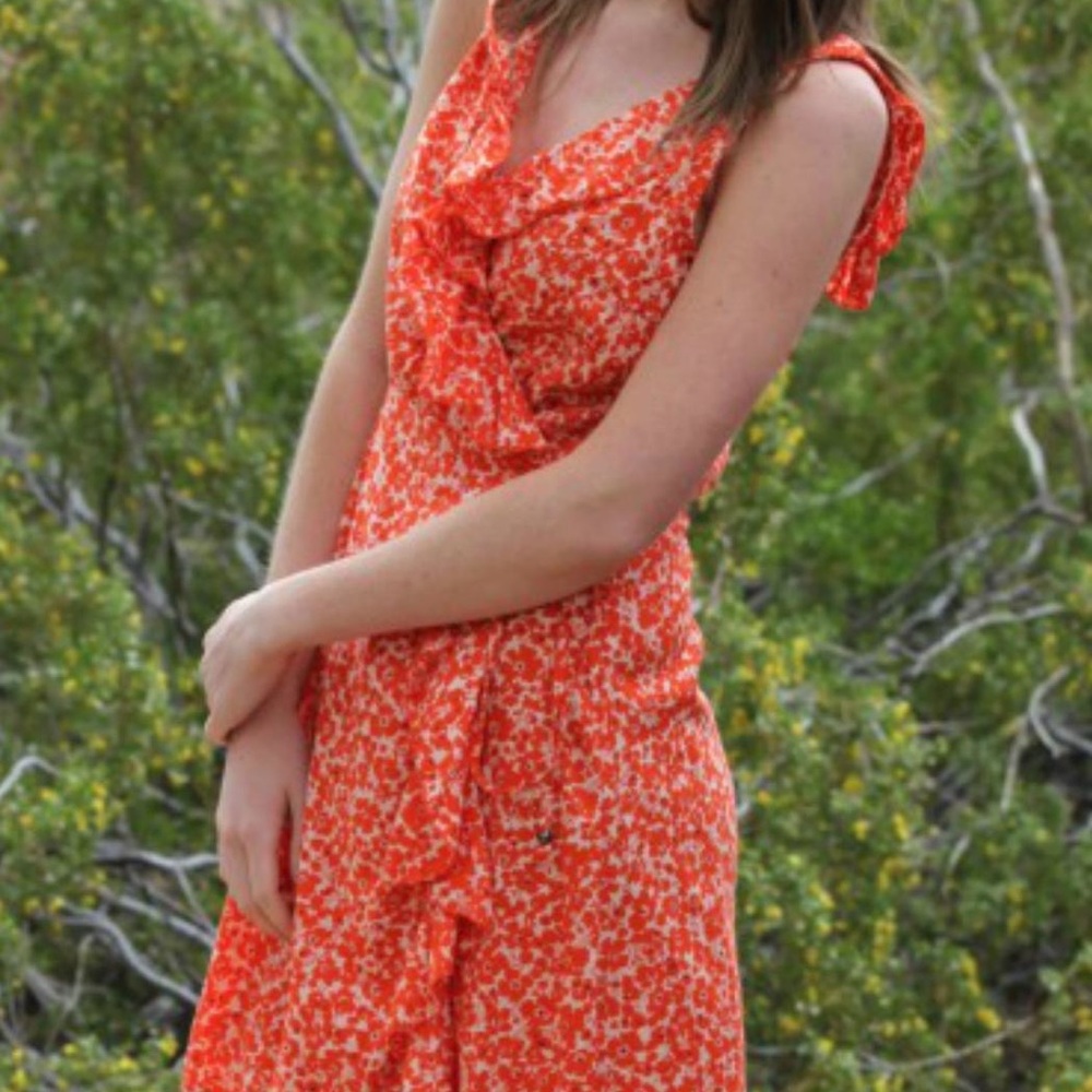 Flirty summer wrap orange dress